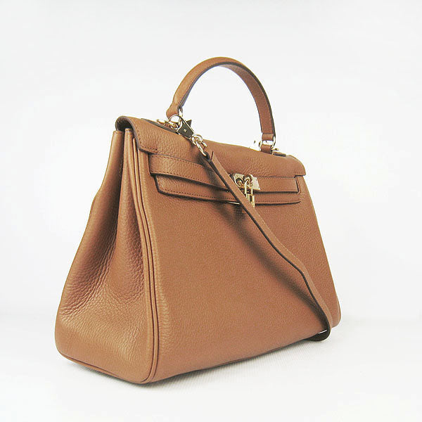 Luxury Hermes Kelly 32cm Togo Leather 6108 Light Coffee Golden