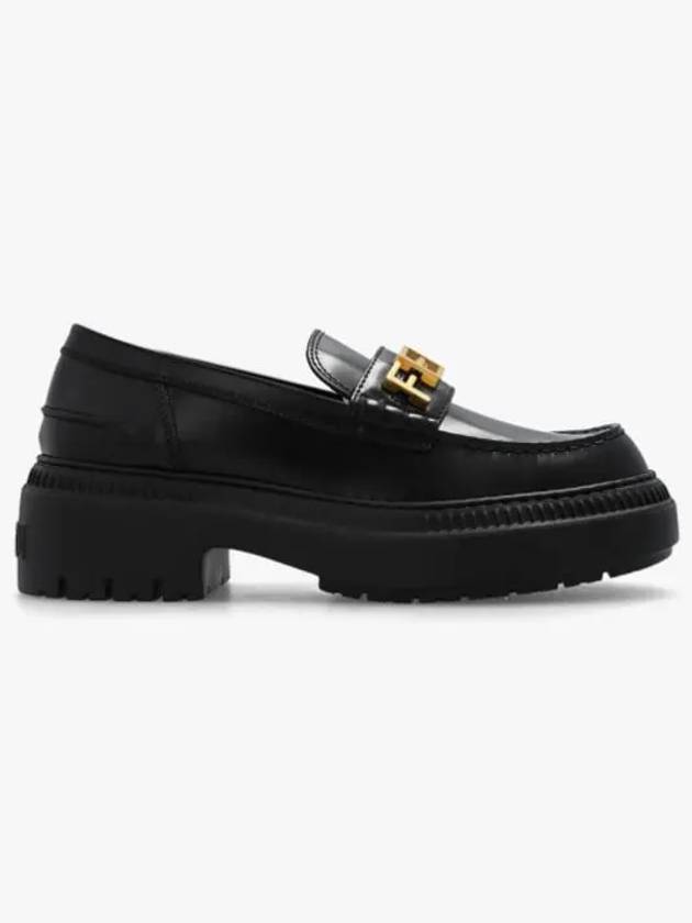 Luxury Fendi Graphy Logo Leather Loafers Black