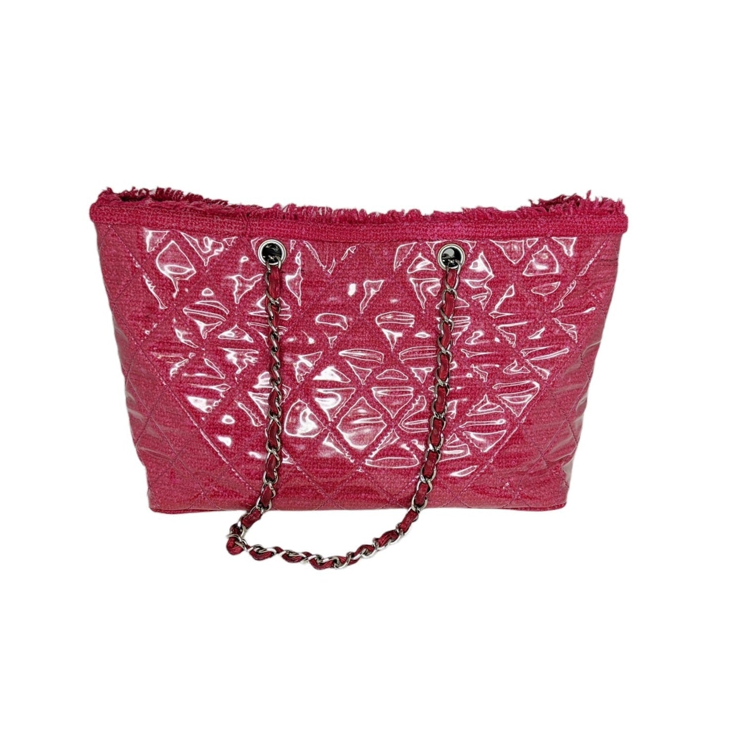 Luxury Chanel bag Vinyl Quilted Funny Tweed Tote Pink