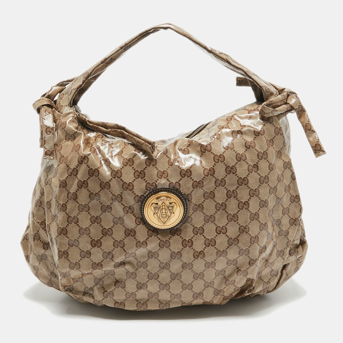 Luxury Gucci Trending 2025 Beige GG Crystal Canvas Hysteria Hobo