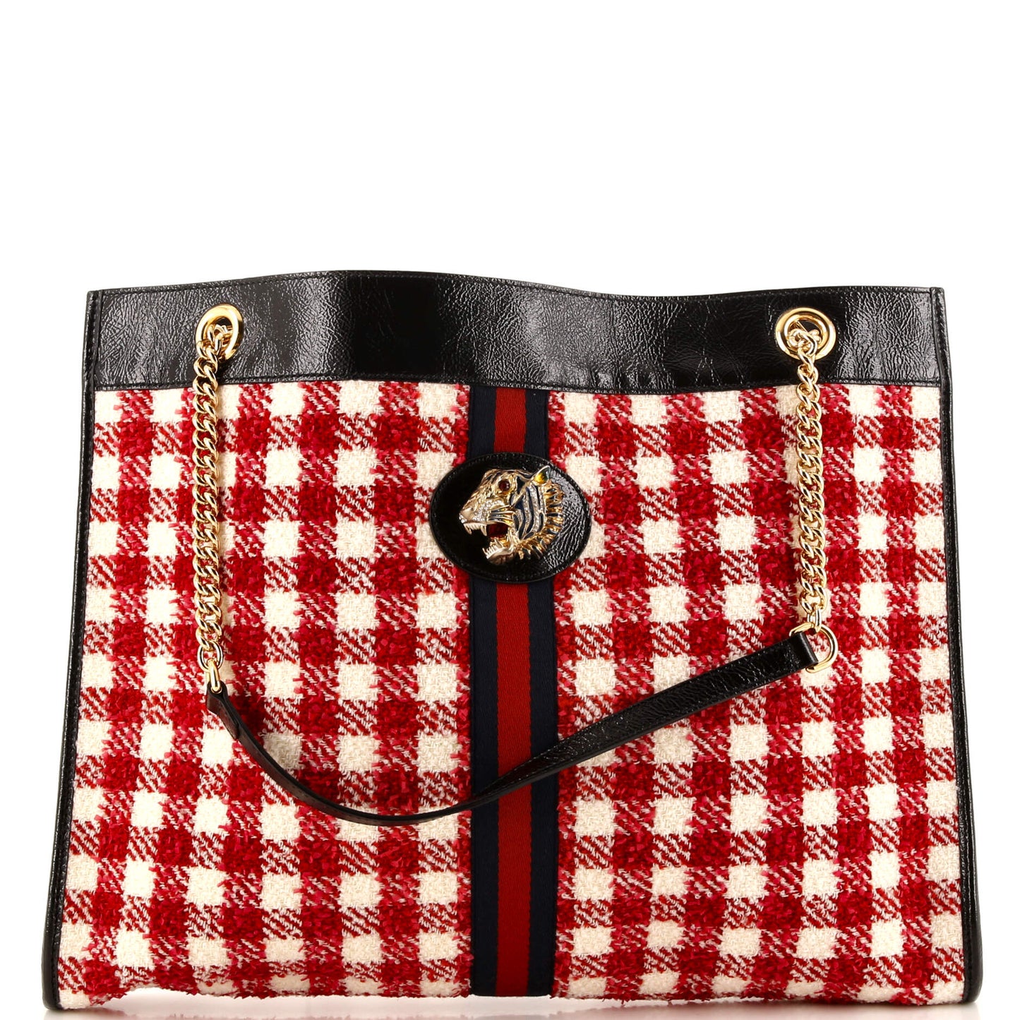 Luxury Gucci Trending 2025 Rajah Chain Tote Tweed Large