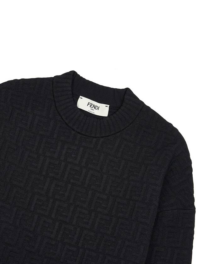 Luxury Fendi FF Logo Embossed Pullover Knit Top Black