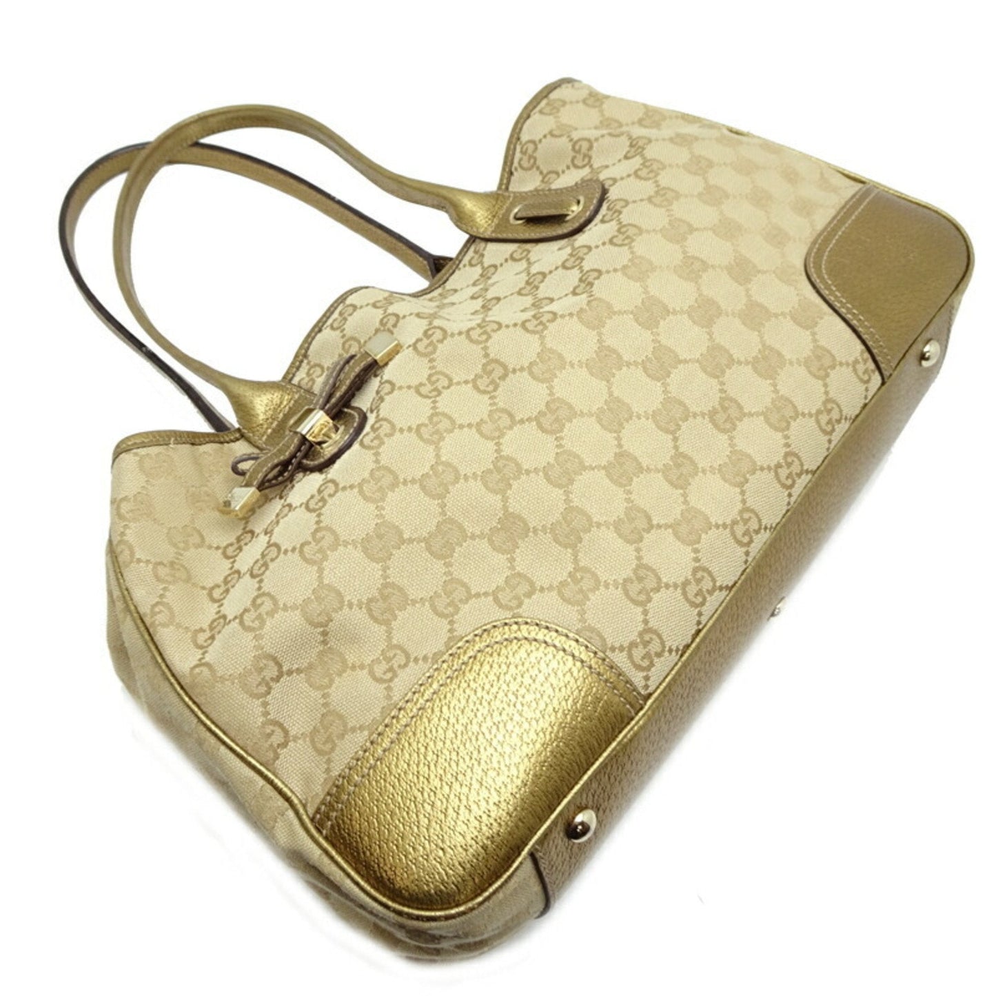 Gucci   Gg Canvas Leather Shoulder Bag Tote Bag