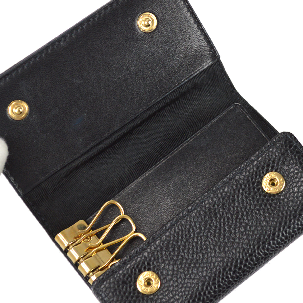 Luxury Chanel 2001-2003 Timeless Key Case Black Caviar Small New
