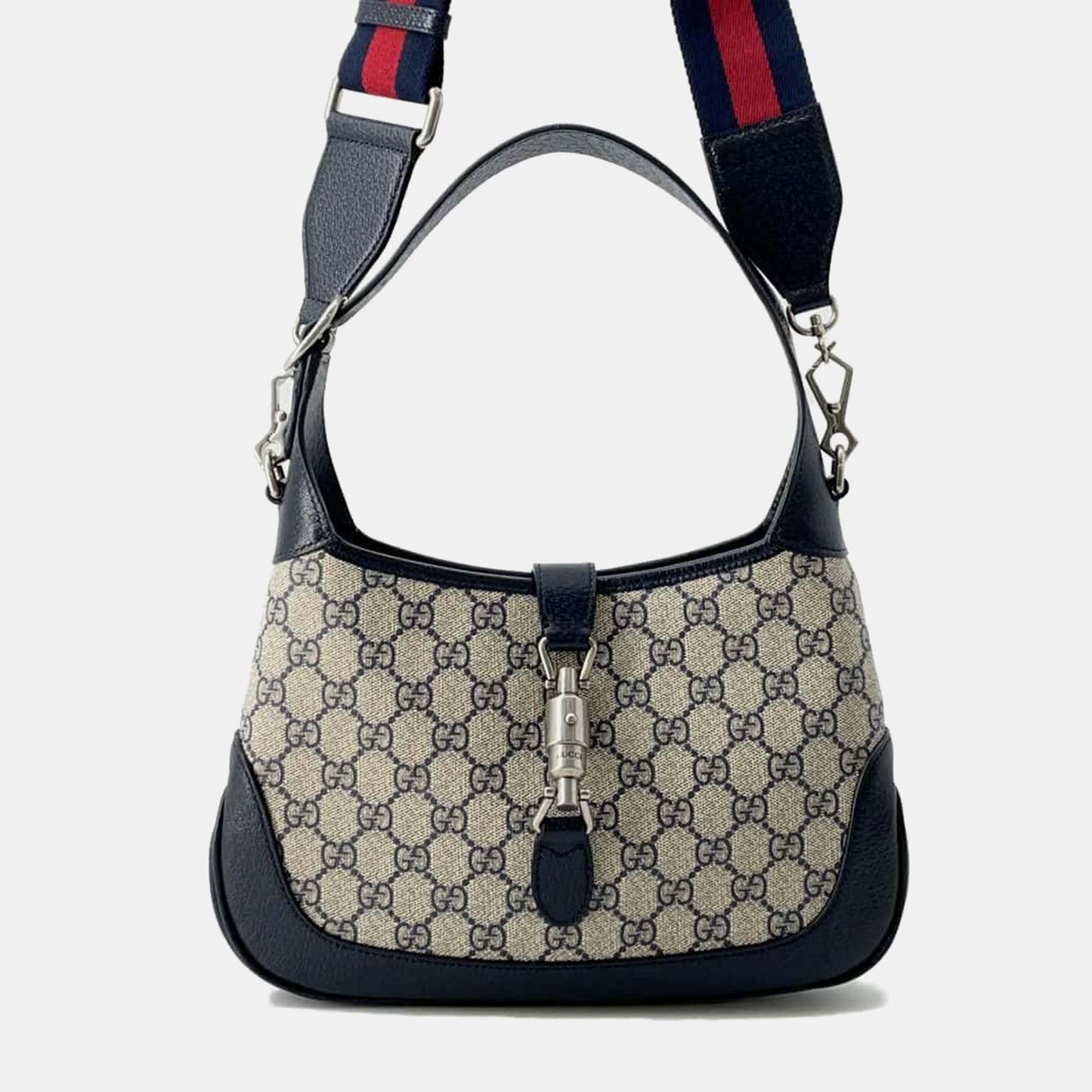 Luxury Gucci Trending 2025 Beige/Black GG Canvas Small Jackie 1961 Shoulder Bag
