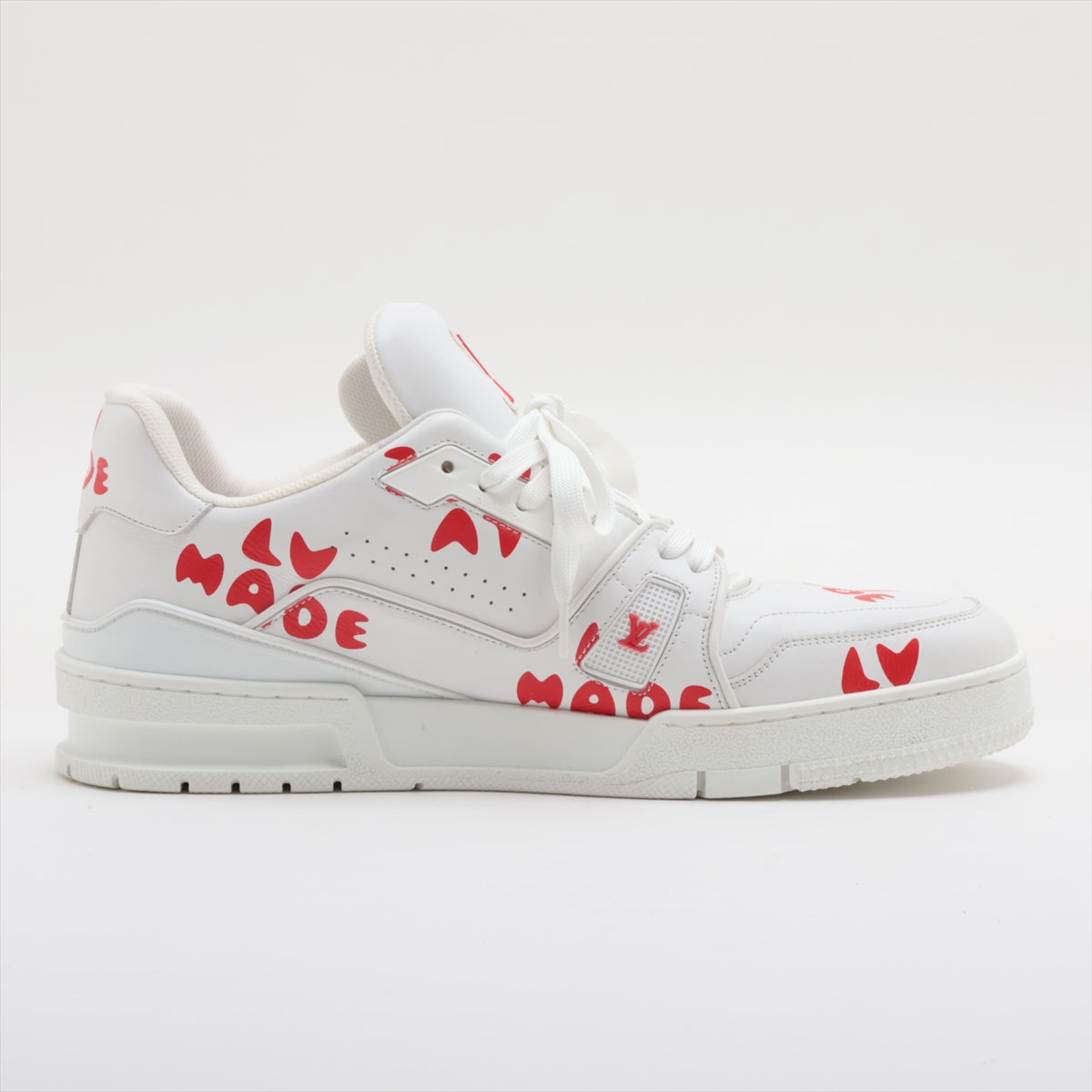 Louis Vuitton x Niger LV Trainer Line 21 Year Leather Sneaker UK8 1/2 Men Red x White FD0291