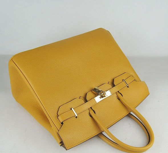 Luxury Hermes Birkin 35cm Togo Leather Handbags Yellow Golden