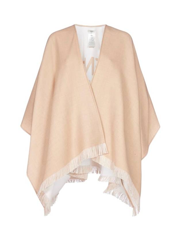 Luxury Fendi Logo Back Print Wool Cape