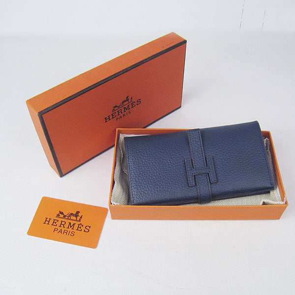 Luxury Hermes Wallet H015 Ladies Cow Leather Blue