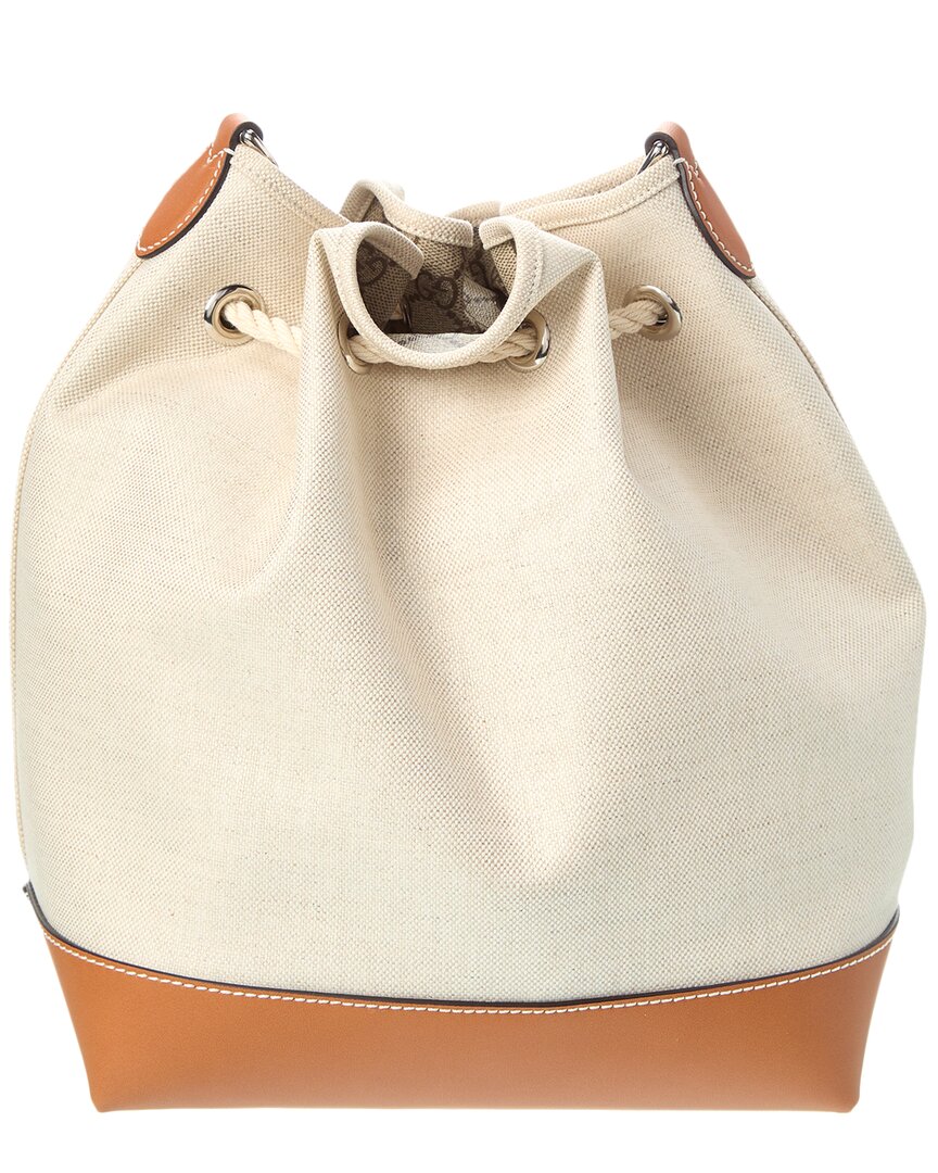 Luxury Gucci Trending 2025 Small Canvas & Leather Bucket Bag