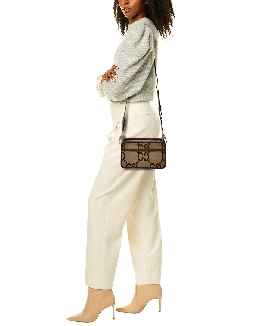 Gucci Jumbo GG Canvas & Leather Messenger Bag