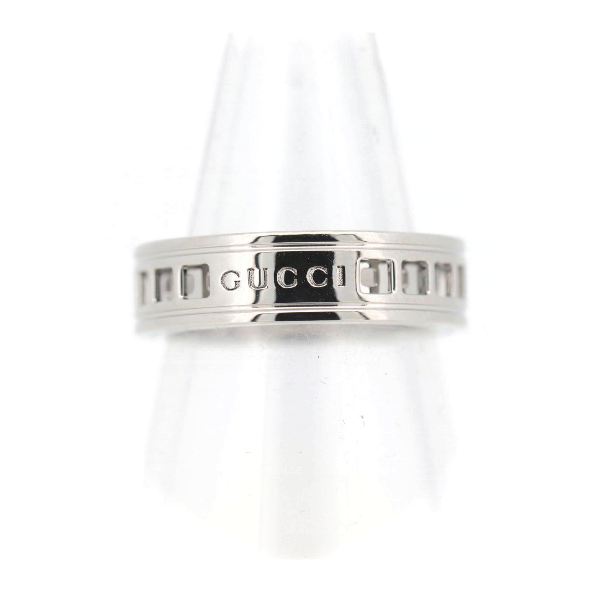 Luxury Gucci Trending 2025 K18WG Scroll Mesh Ring Size 9.5