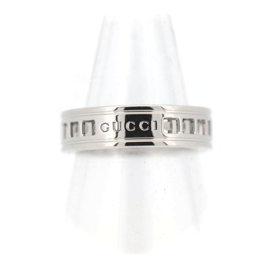 Luxury Gucci Trending 2025 K18WG Scroll Mesh Ring Size 9.5