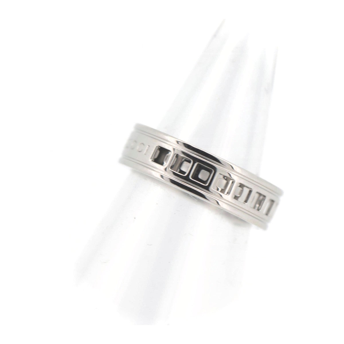 Luxury Gucci Trending 2025 K18WG Scroll Mesh Ring Size 9.5