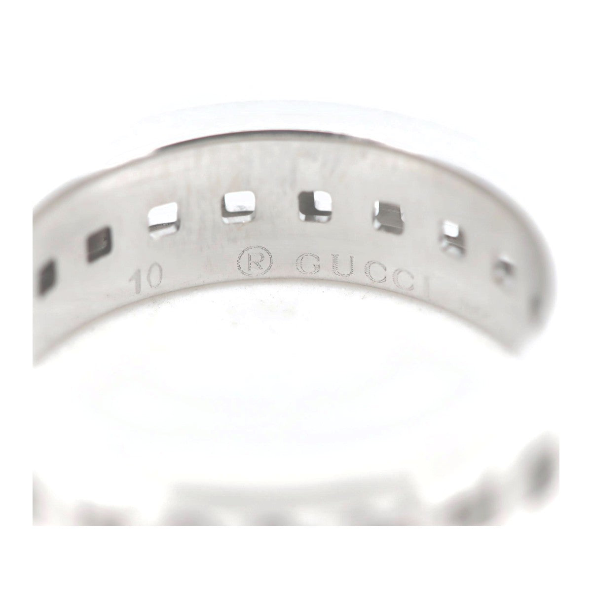 Luxury Gucci Trending 2025 K18WG Scroll Mesh Ring Size 9.5