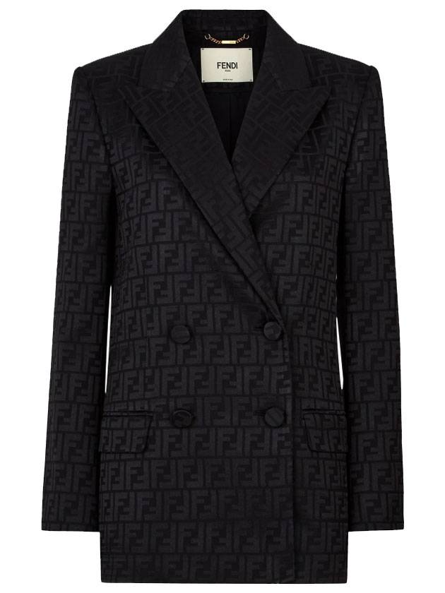 Luxury Fendi Logo Double Button Blazer Jacket Black