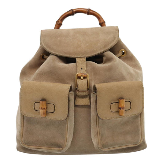 Gucci Bamboo  Suede Backpack Bag ()
