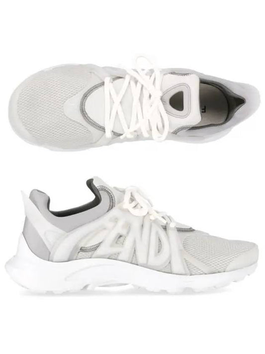 Luxury Fendi 3D Rubber Logo Low Top Sneakers White