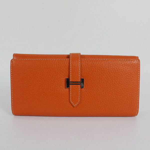 Luxury Hermes Wallet H514 Wallet Lambskin Orange