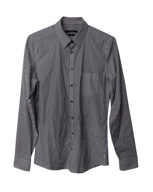 Luxury Gucci Trending 2025 Striped Button Front Slim Fit Shirt in Black and White Cotton