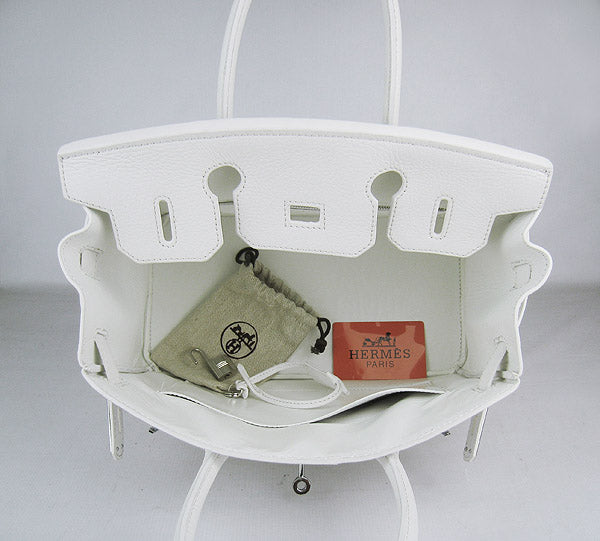 Luxury Hermes Birkin 30cm Togo Leather Handbags White Silver