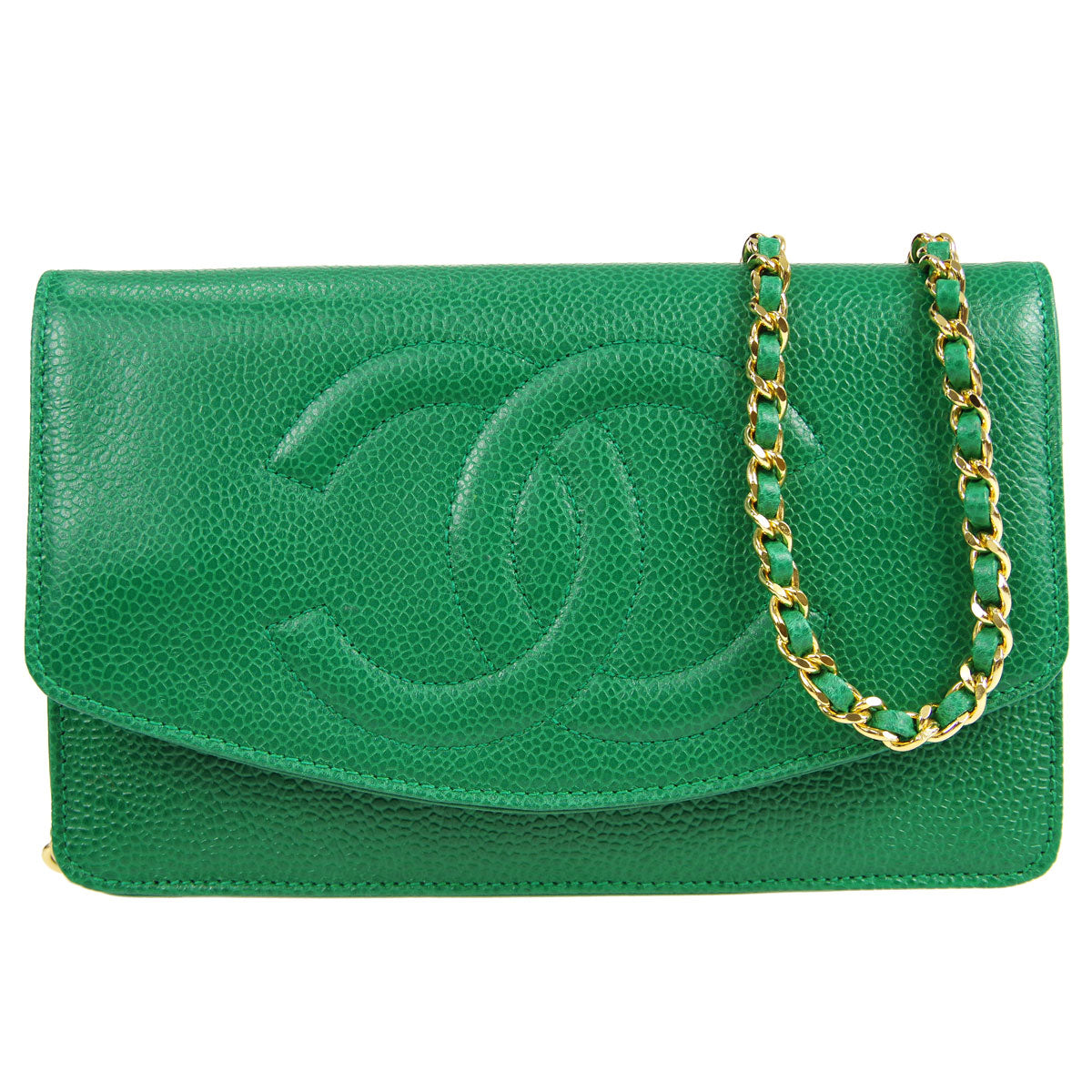Luxury Chanel * 1994-1996 Timeless WOC Wallet on Chain Green Caviar