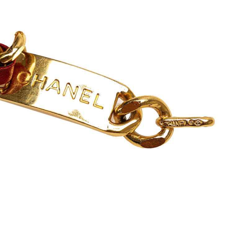 Chanel Coco Mark Medal Chain Belt Gold Red