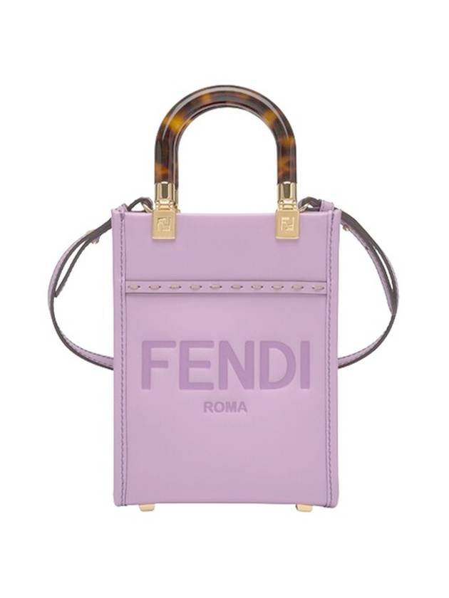 Luxury Fendi Sunshine Shopper Small Leather Tote Bag Lilac