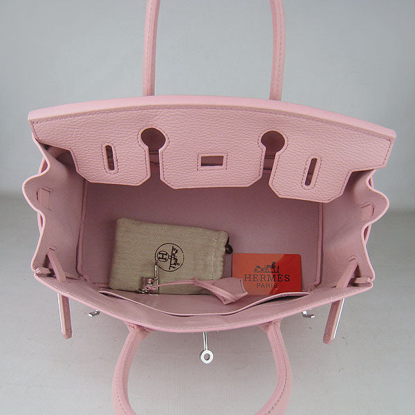 Luxury Hermes Birkin 30cm Togo Leather Handbags Pink Silver
