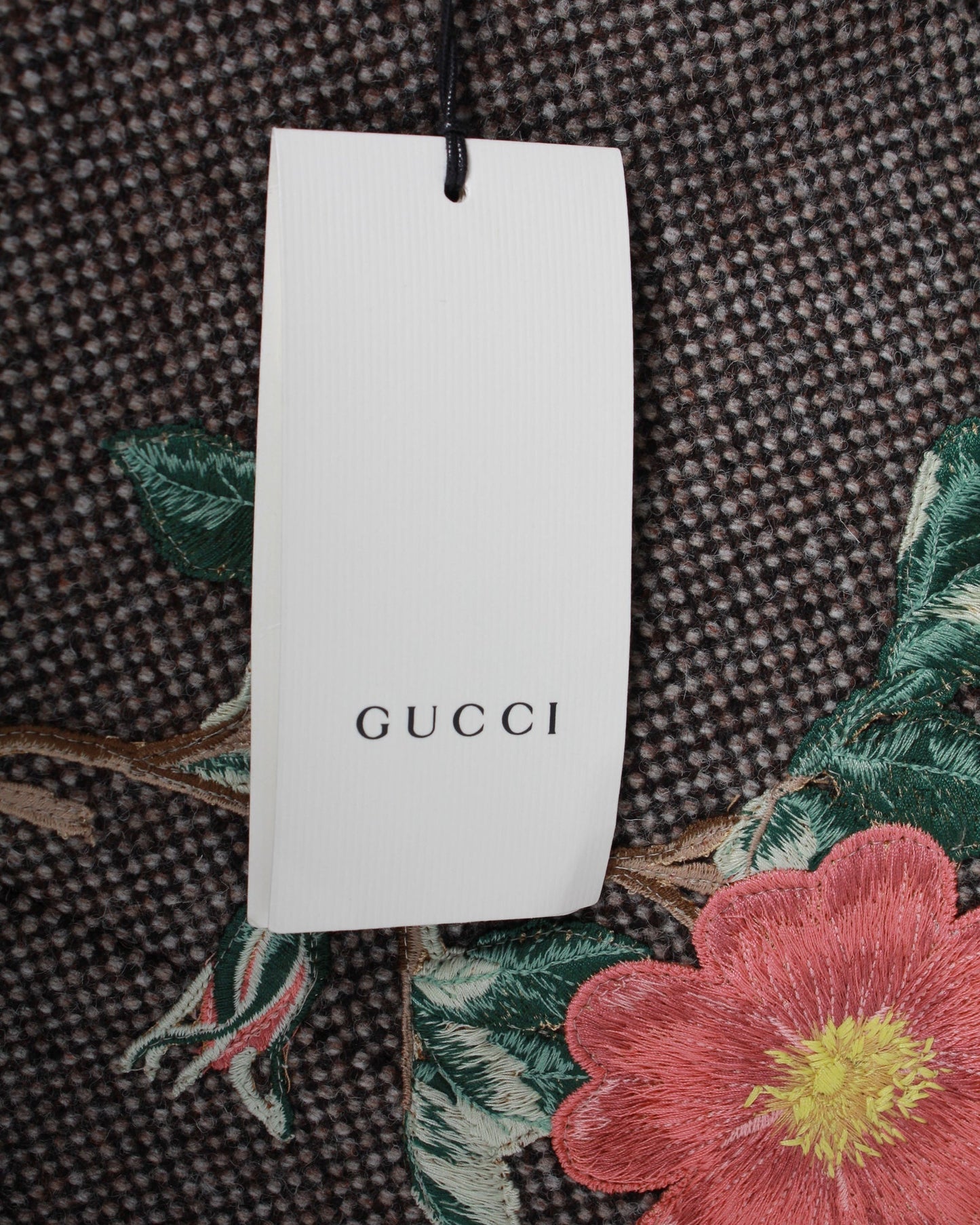 Luxury Gucci Trending 2025 Floral Embroidered Checked Coat in Brown Wool