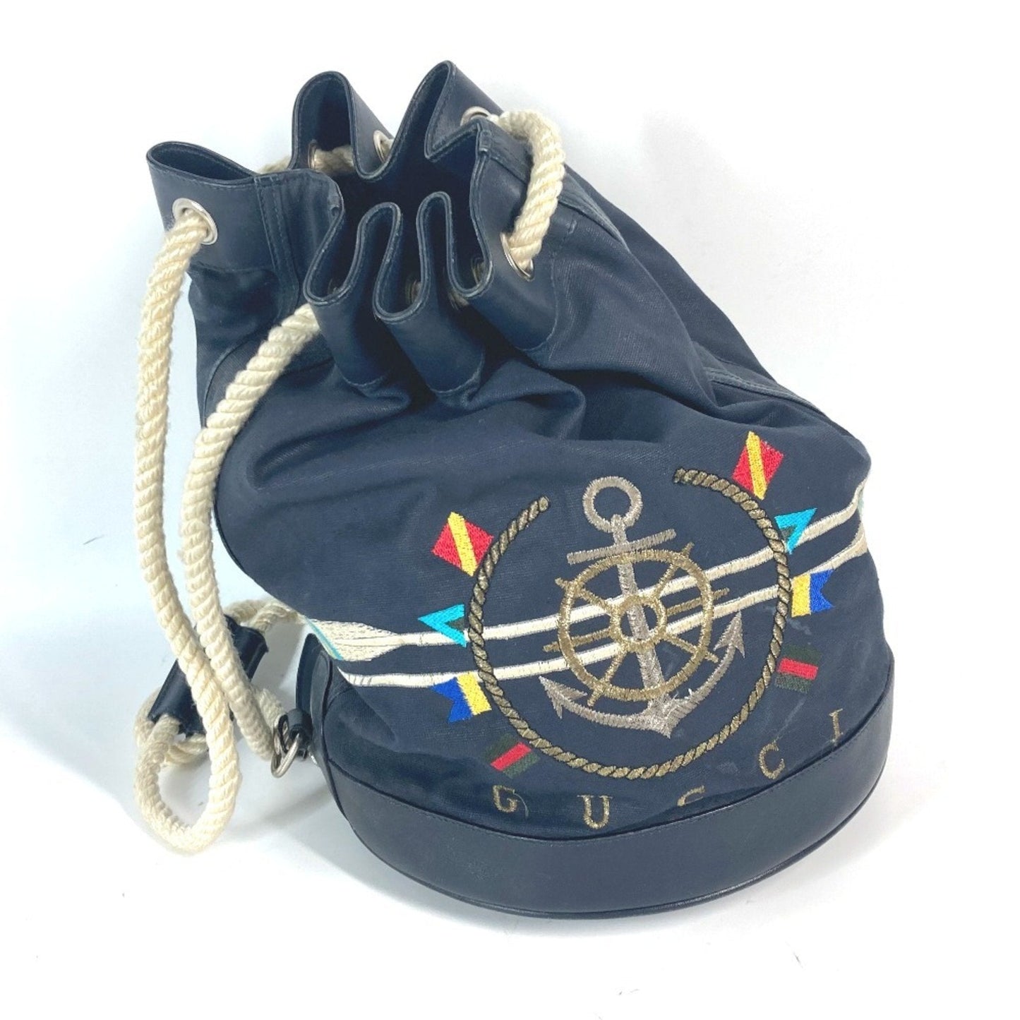 Gucci  Coated Canvas Leather Shoulder Bag
