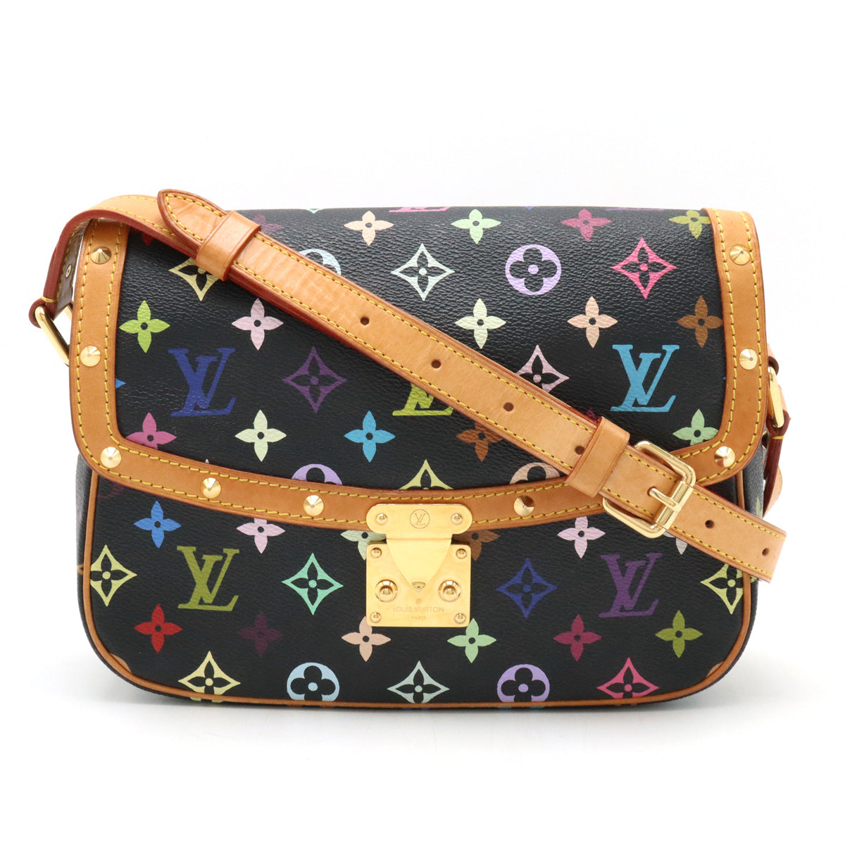 Louis Vuitton Monogram Multicolor Soloney Shoulder Bag Black Black M92639