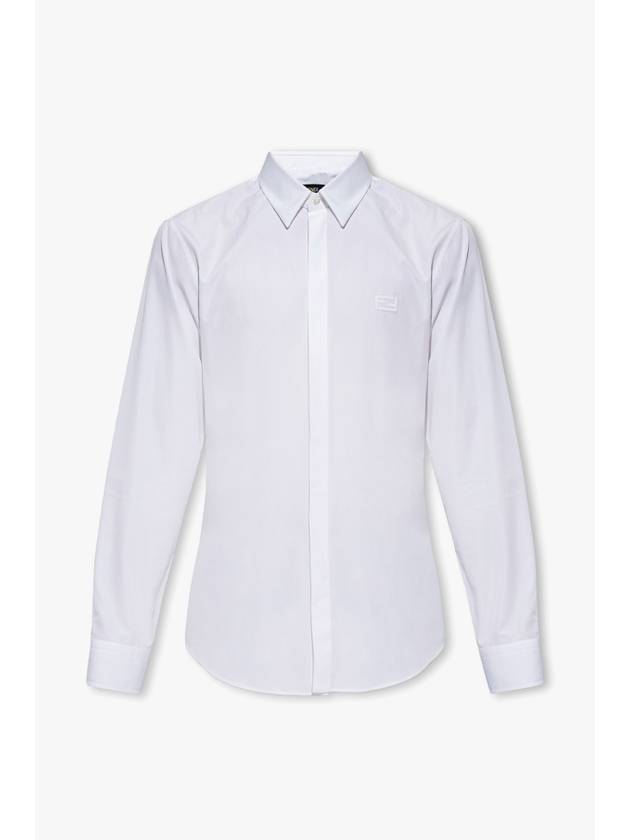 Luxury Fendi Men's Cotton Long Sleeve Shirt White