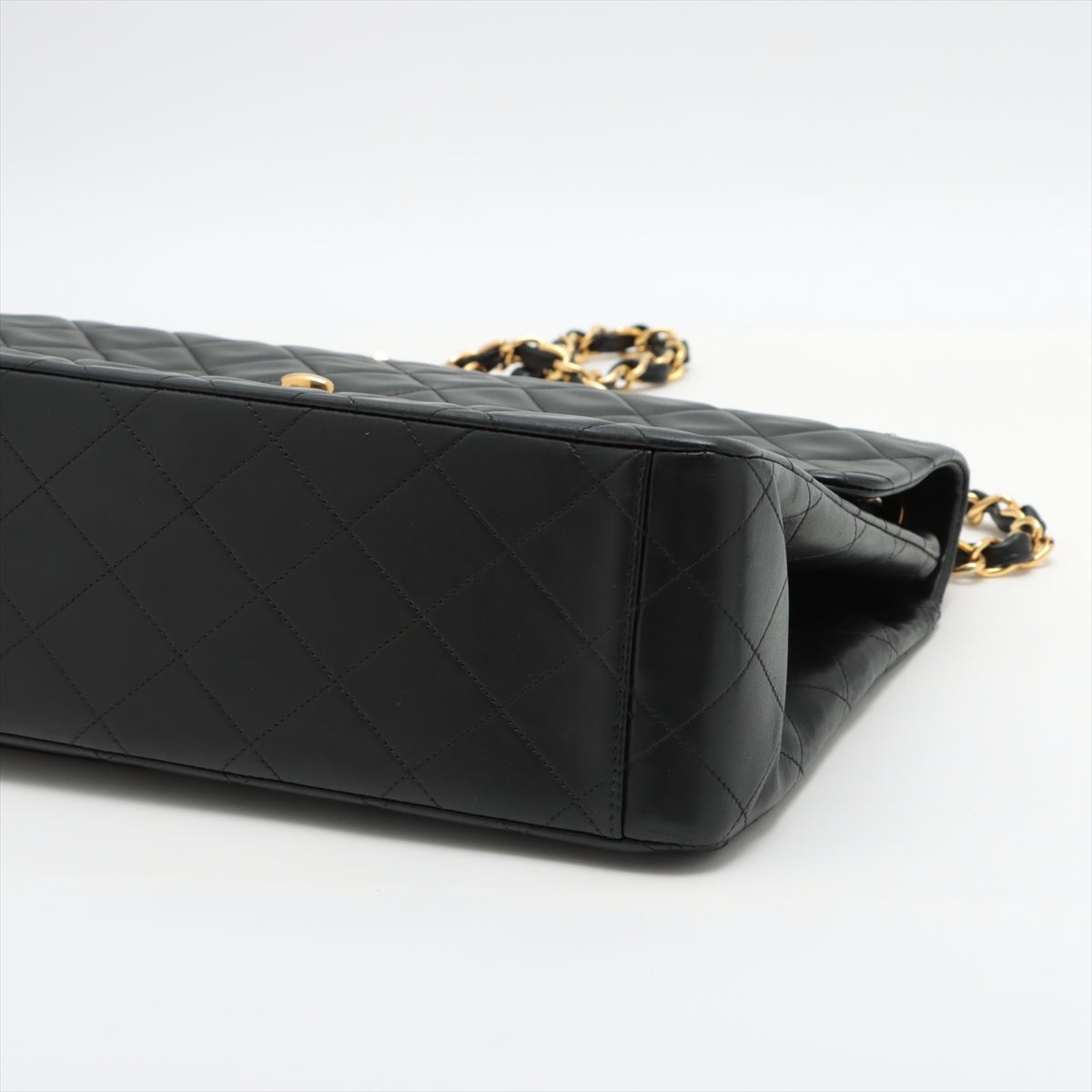 CHANEL DECAMATRASSE 34 MAXI RUMSKIN Single Flap Double Chain Bag Black G  A58601 Gold Tools Nonede Noise