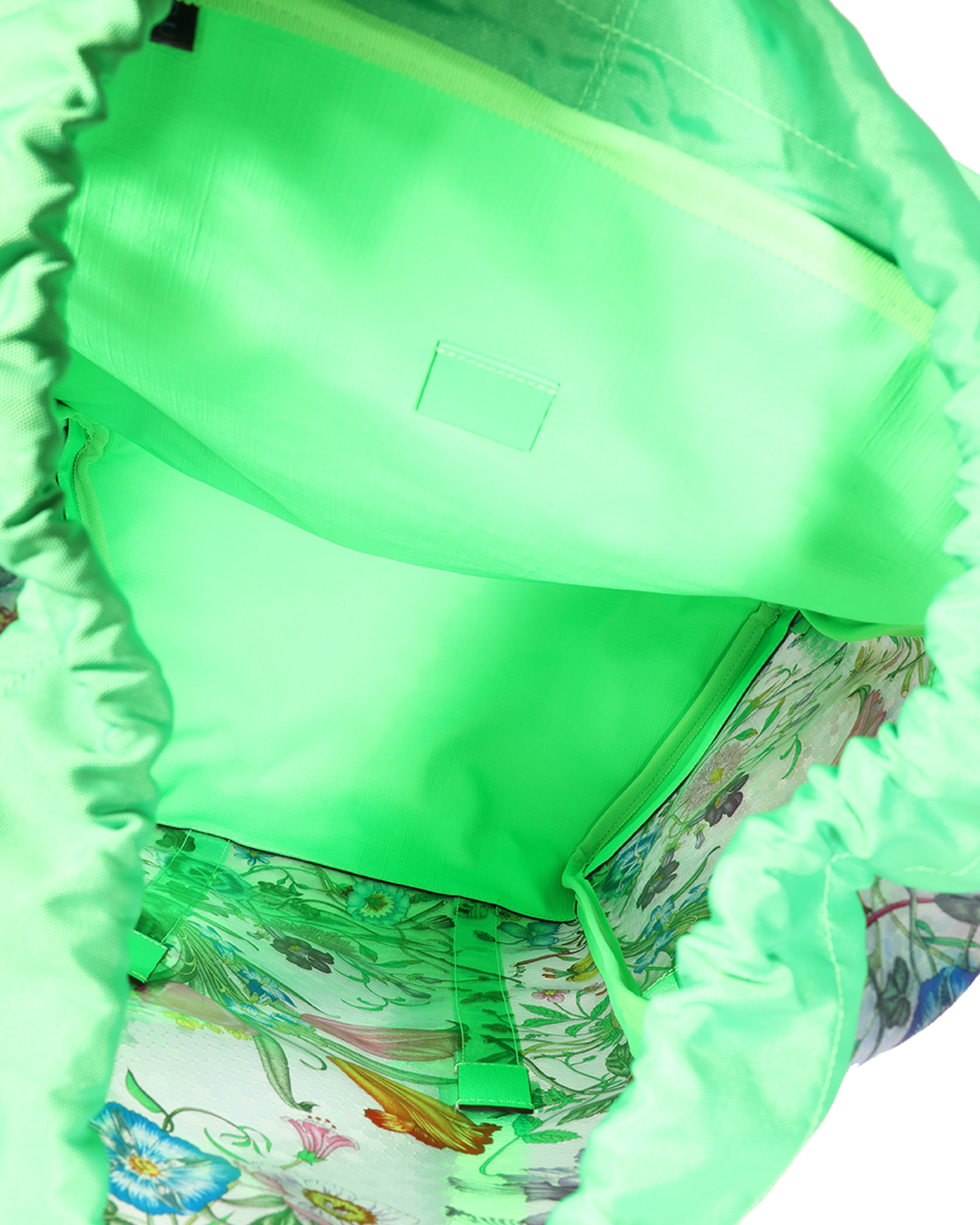 Luxury Gucci Trending 2025 Neon Green Leather & Flora PVC Backpack