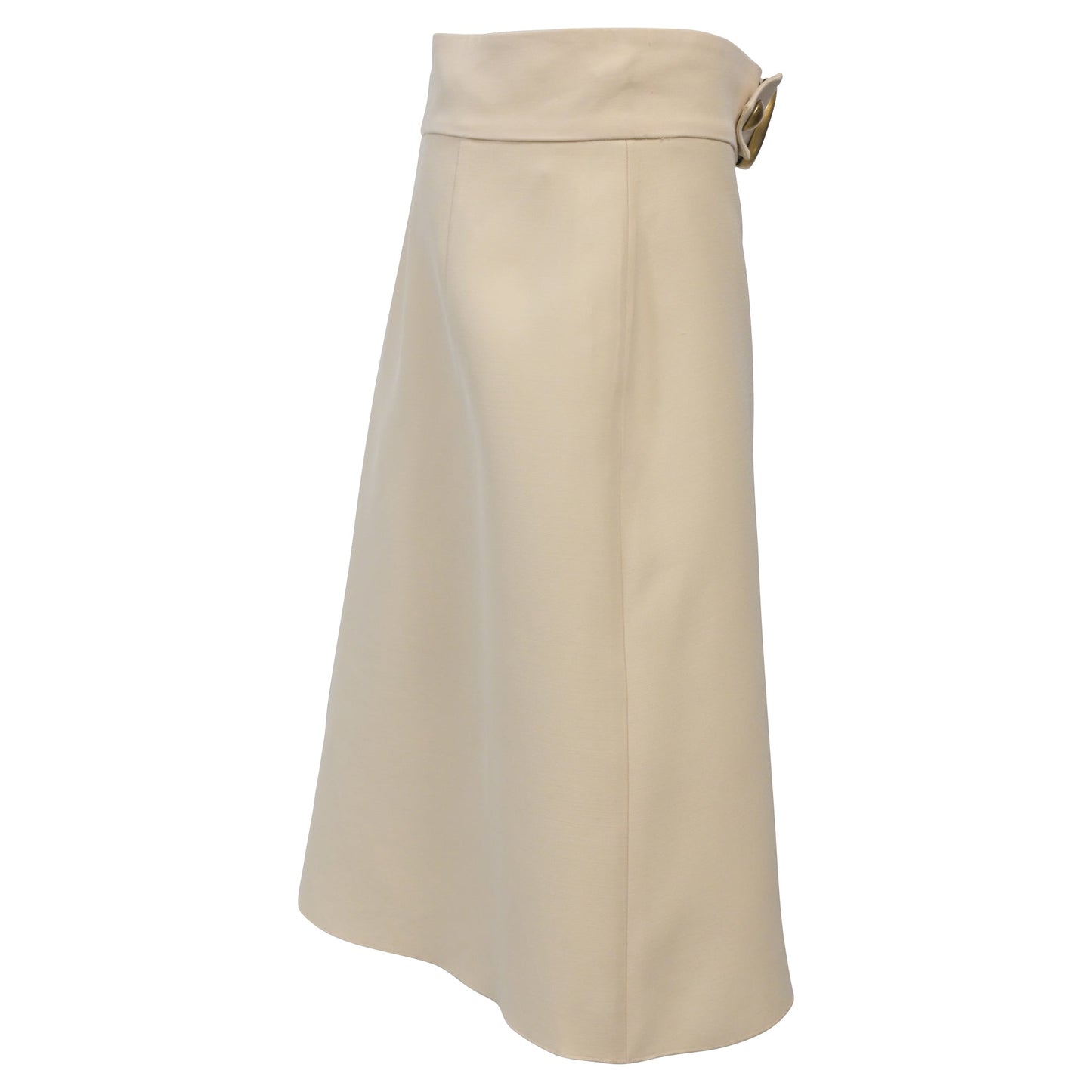 Gucci GG Buckle Knee-Length Skirt in White Wool