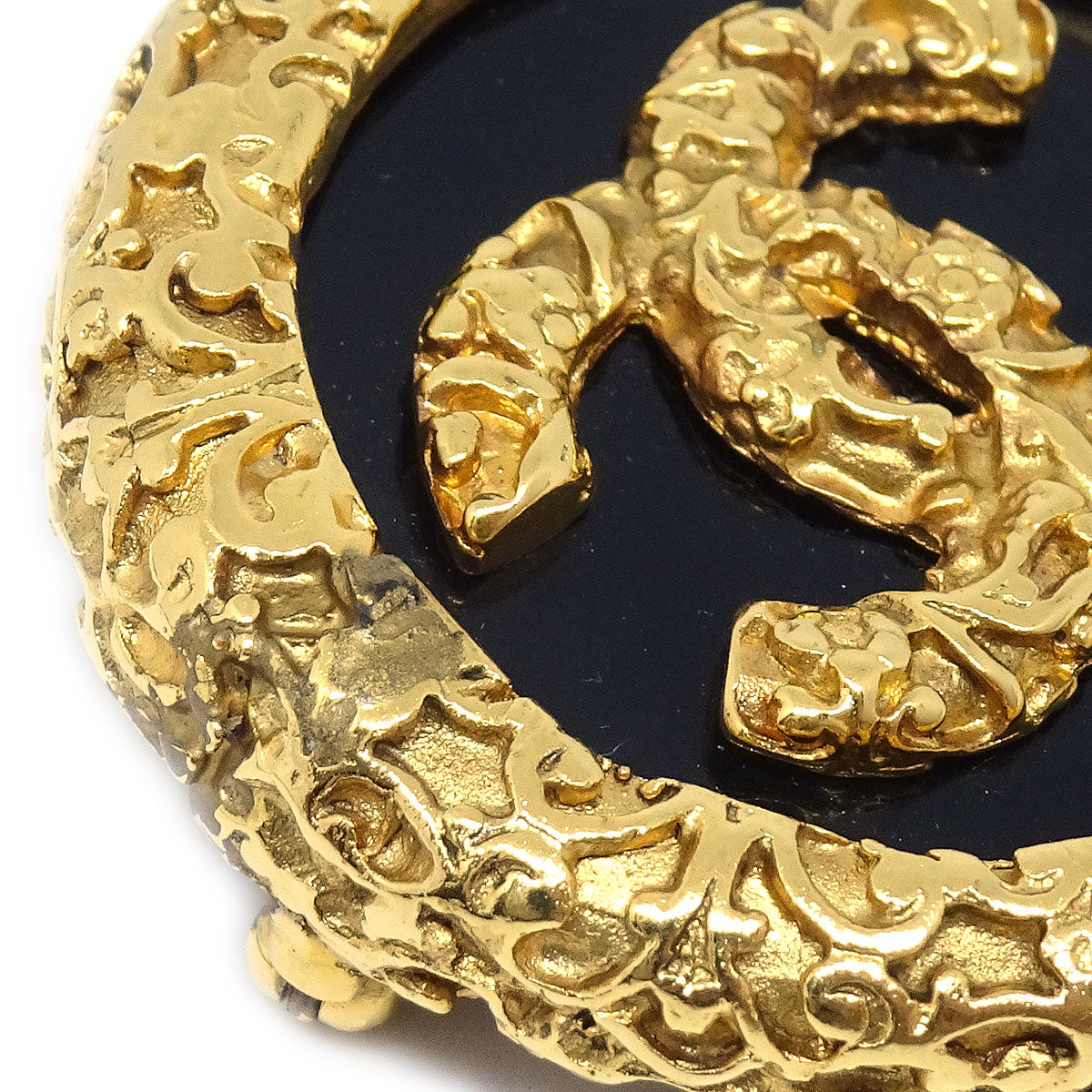 Luxury Chanel 1993 Brooch Pin Gold Black