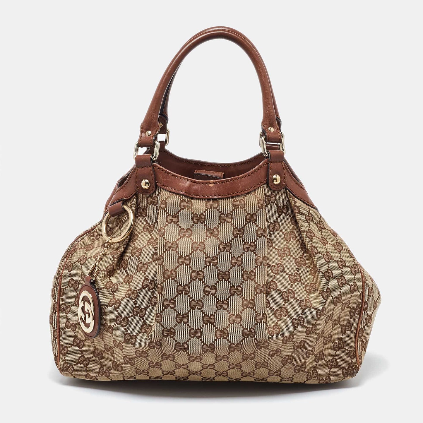 Luxury Gucci Trending 2025 Beige/Brown GG Canvas and Leather Medium Sukey Tote