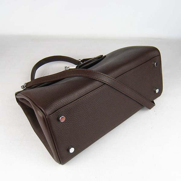 Luxury Hermes Kelly 32cm Togo Leather 6108 Dark Coffee Silver