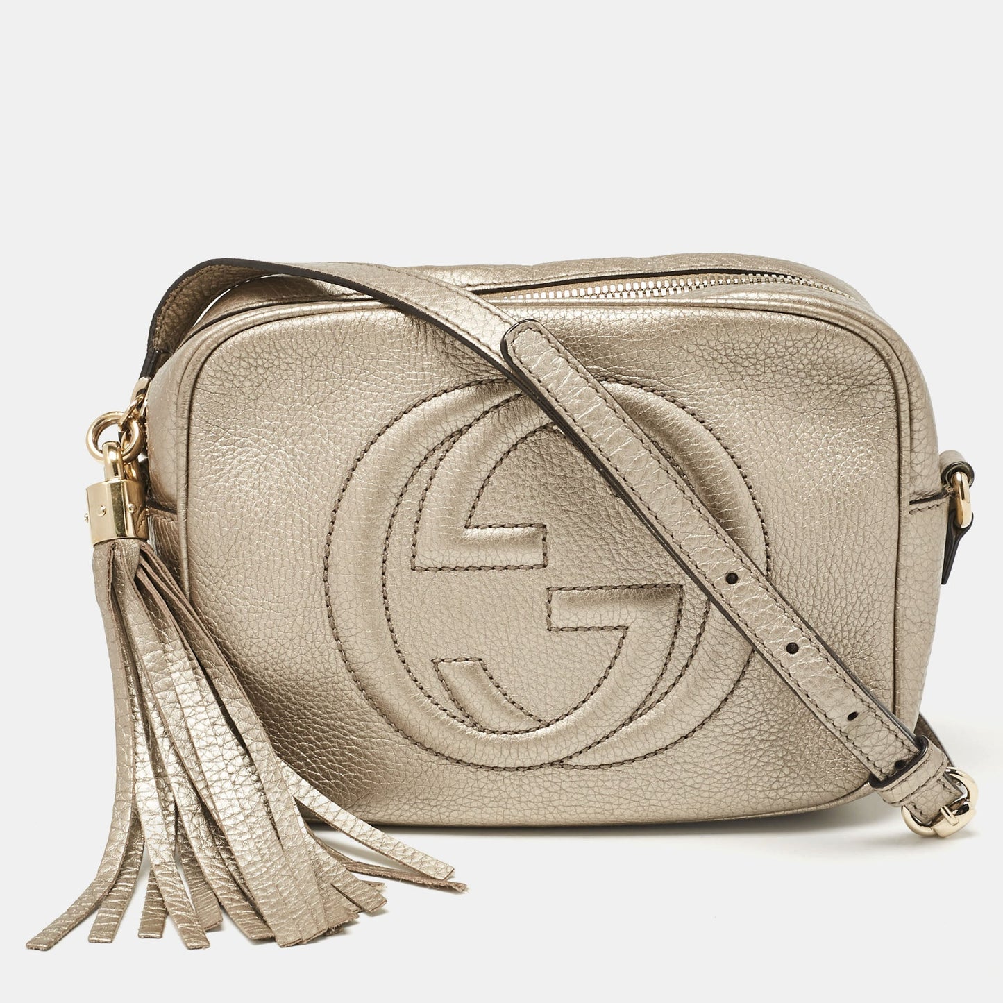 Luxury Gucci Trending 2025 Beige Leather Small Soho Disco Crossbody Bag