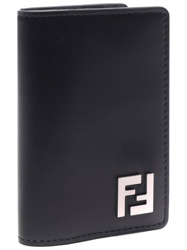 Luxury Fendi FF Square Leather Card Wallet Black