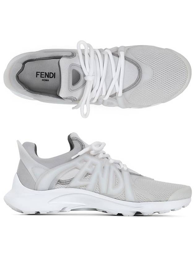 Luxury Fendi 3D Rubber Logo Low Top Sneakers White
