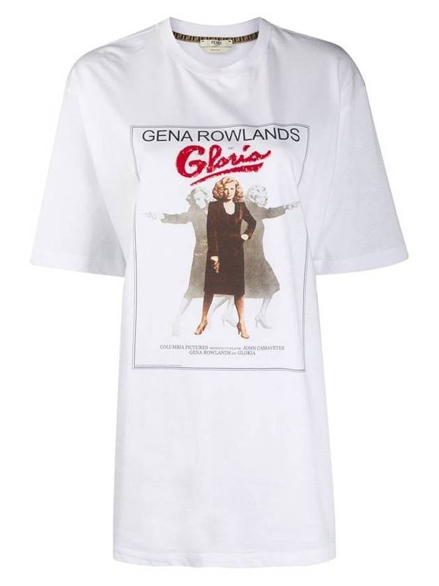 Luxury Fendi Gloria Print Short Sleeve T-Shirt White