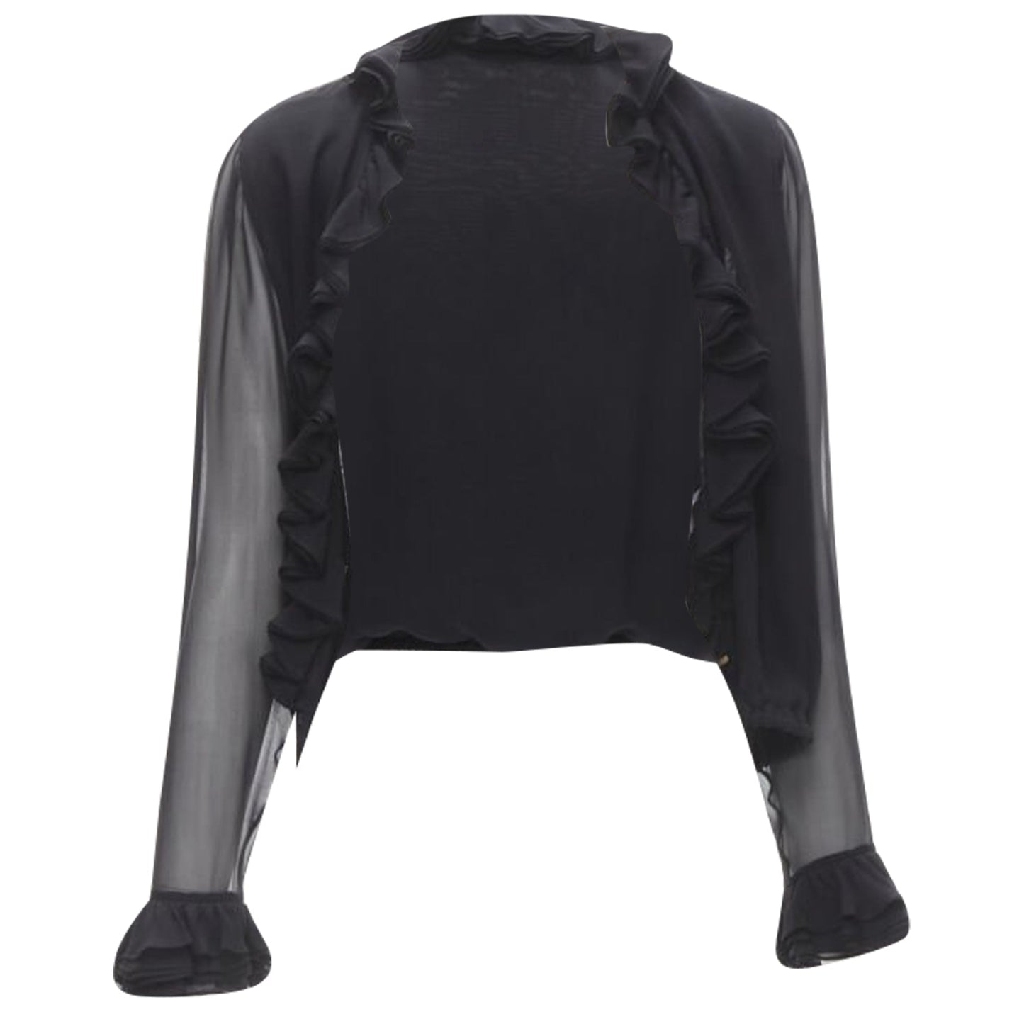 Gucci Tom Ford silk ruffle trim plunge neck blouse