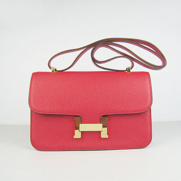 Luxury Hermes Calf Leather Message Bag H020 Red Golden