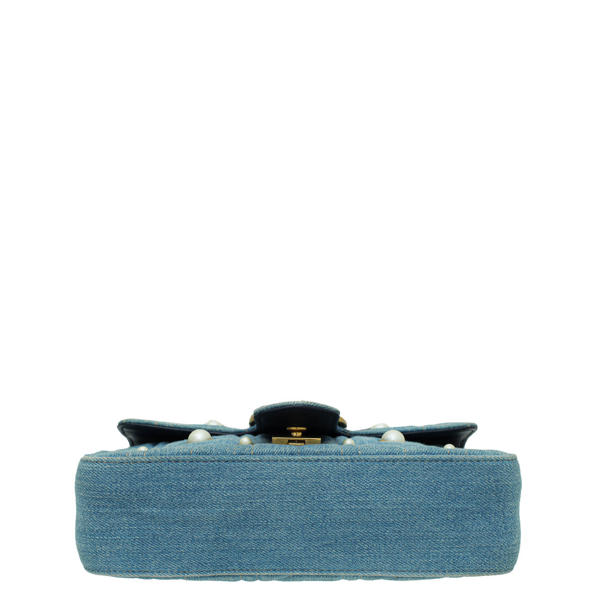 Gucci Gg Denim Marmont Pearl Mini Shoulder Bag