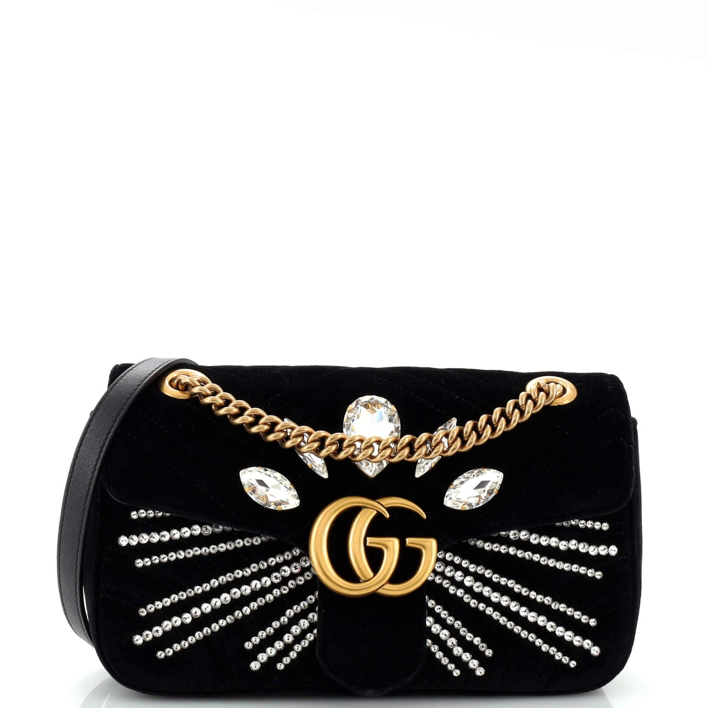 Luxury Gucci Trending 2025 GG Marmont Flap Bag Embellished Matelasse Velvet Small