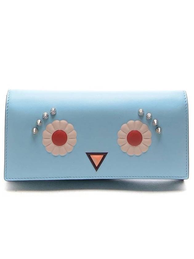 Luxury Fendi Face Wallet Chain Cross Bag Blue