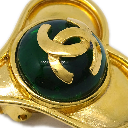 Chanel Gripoix Gold Heart Earrings Clip-On 95P