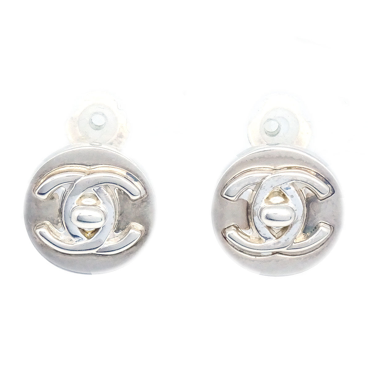 Luxury Chanel 1997 Round CC Turnlock Earrings Gold Clip-On Small